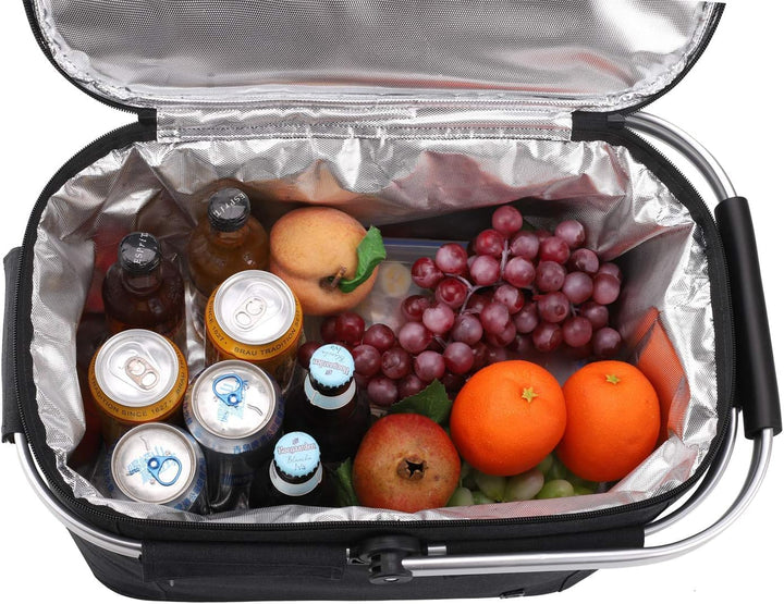 Einkaufskorb Faltbar, 30L Einkaufstasche Gross mit Gepolsterten Griffen, isolierter Wasserdichter Ei