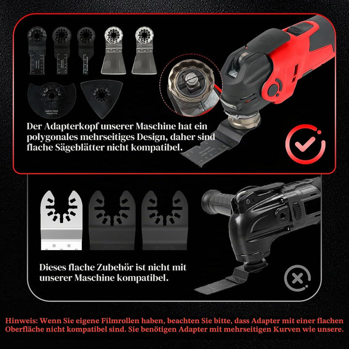 Akku Multifunktionswerkzeug für Milwaukee 18V, Oszillationswerkzeug Akku Bürstenlos Motor Multitool