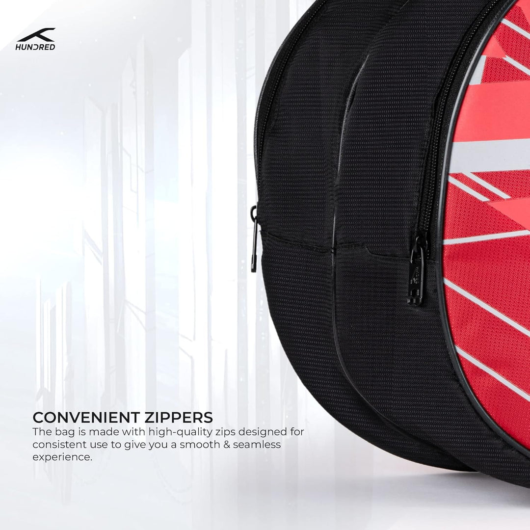 HUNDRED Badminton- und Tennisschlägertasche | Material: Polyester | 3 Fächer | Tragegriff | Gepolste