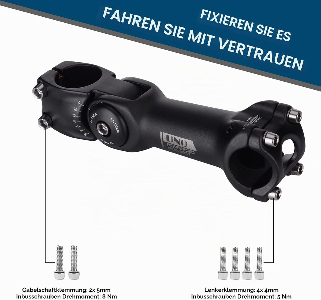 BESNIN MTB Vorbau 0-60° 31.8mm Fahrrad Vorbau verstellbar MTB 90mm/110mm/120mm/130mm Mountainbike Le