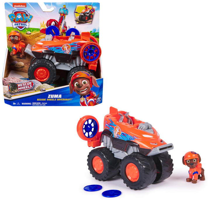 PAW PATROL Rescue Wheels - Zumas Monstertruck Fahrzeug mit Geschoss-Abwurf und Zuma Hundefigur, Spie