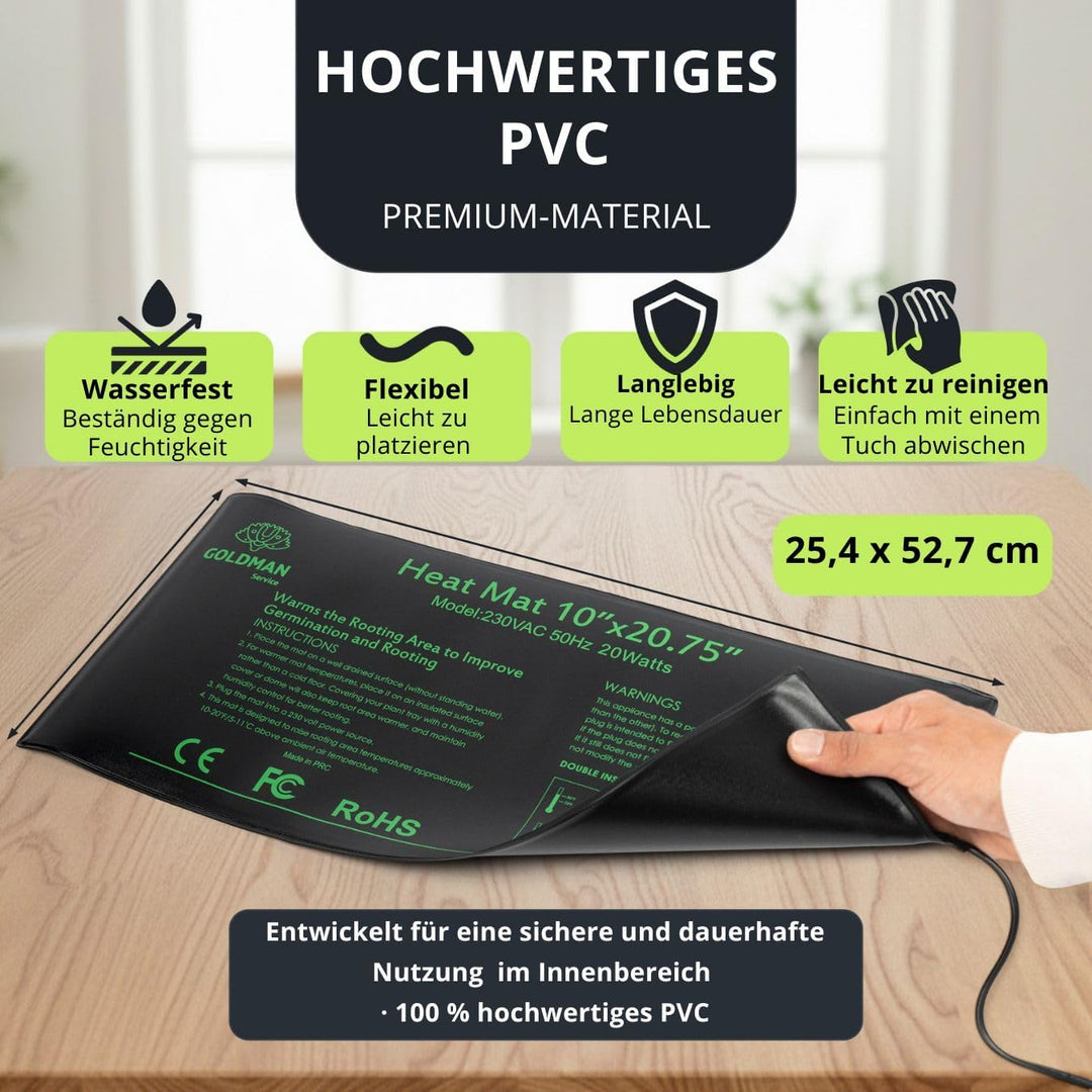 Goldman Service Thermomatte für Frühbeete, mit Wärmeregulierung, 40 W (25,4 x 52,7 cm) – Wärmedecke