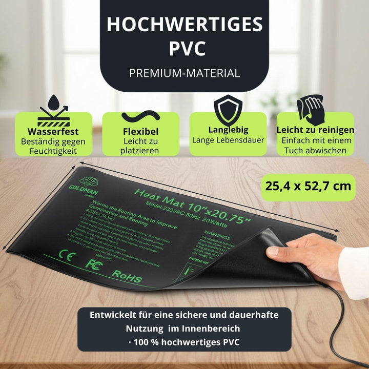 Goldman Service Thermomatte für Frühbeete, mit Wärmeregulierung, 40 W (25,4 x 52,7 cm) – Wärmedecke
