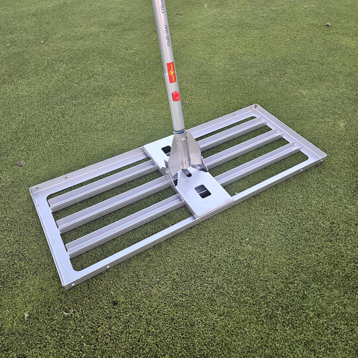 Edelstahl Rasenrakel L in 80cm Breite und Adapter für Wolf Systemaufnahme