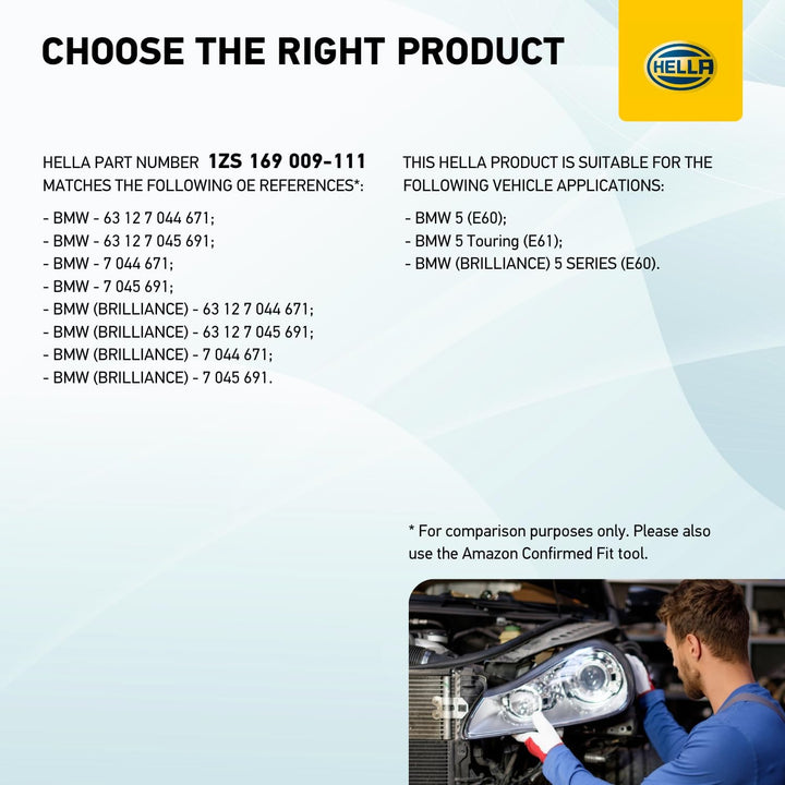HELLA 1ZS 169 009-111 Bi-Xenon-Hauptscheinwerfer - links - für u.a. BMW 5 (E60), Links