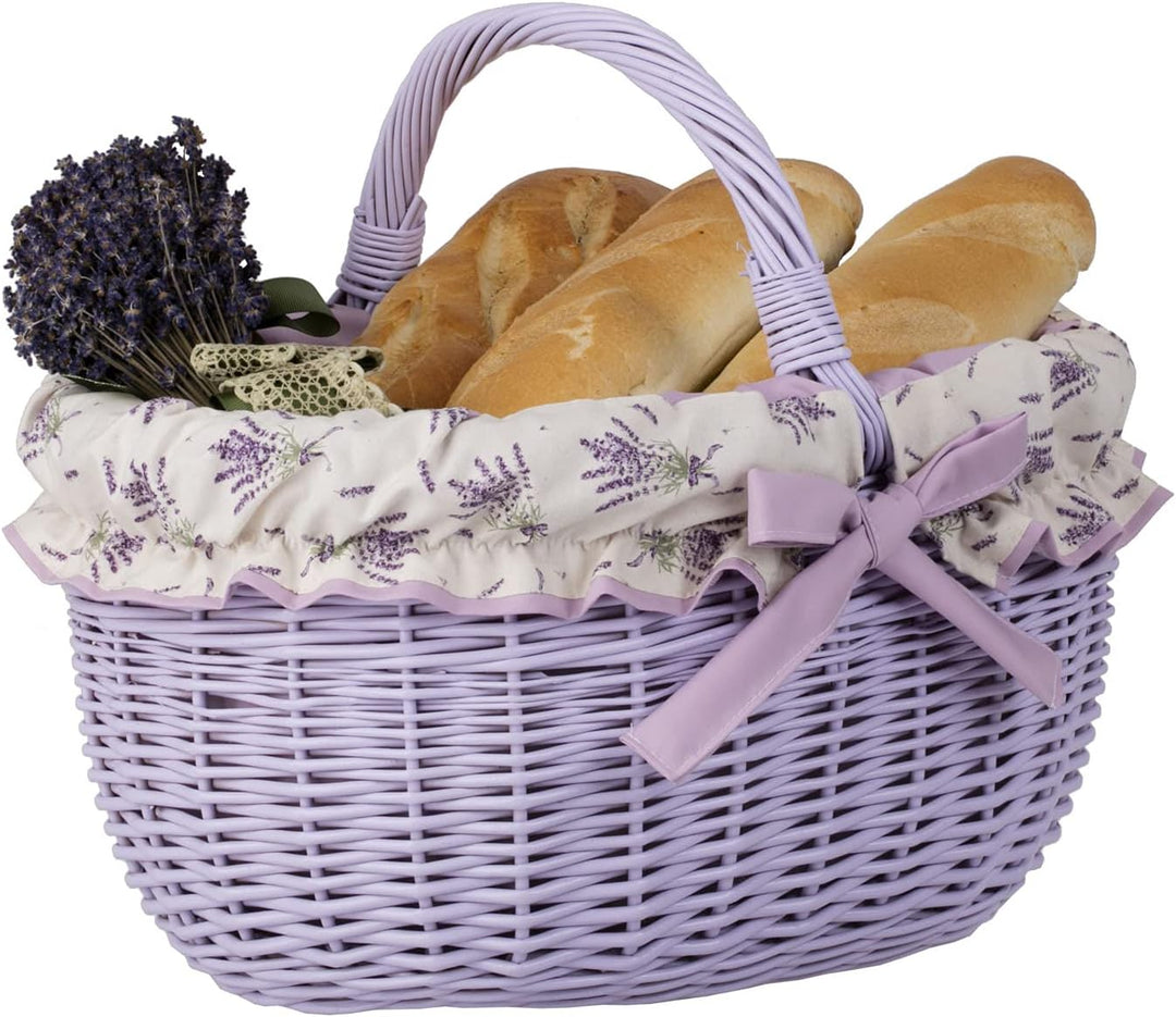 Einkaufskorb Weide Geflochtener Korb mit Henkel Aufbewahrungskorb Leicht Picknickkorb Geschenkkorb L