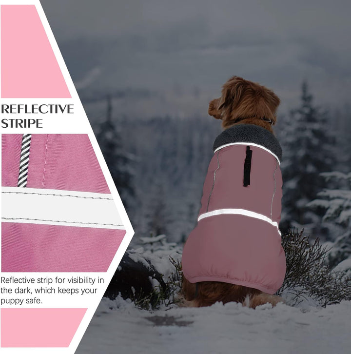 QBLEEV Hundewintermantel, warm, reflektierende Hundejacke, Rollkragen, wasserdicht, für kaltes Wette