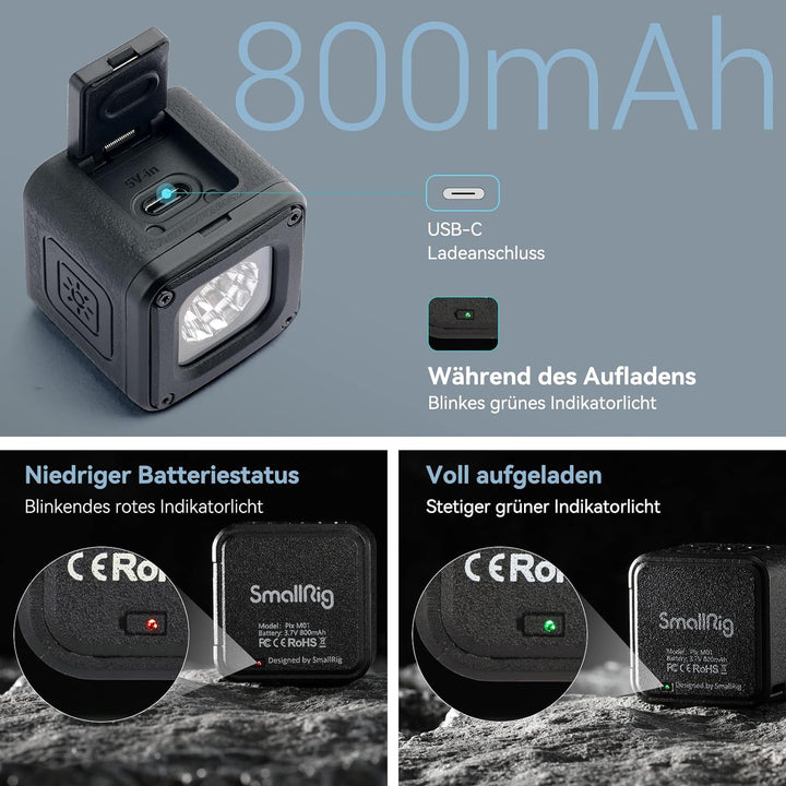 SMALLRIG LED VideoLicht, Led Video Light Mini, Regenfeste Beleuchtungsset Mini Cube mit 8 Farbfilter