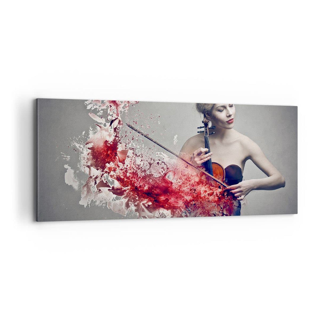 Panorama Bilder auf Leinwand 100x40cm Leinwandbild Frau Violine Musik Instrument Gross Wanddeko Bild