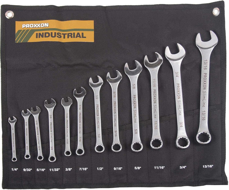 PROXXON 23816 Satz ZOLL Ring-Maulschlüssel 1/4" - 13/16" 12teilig SlimLine Industrial