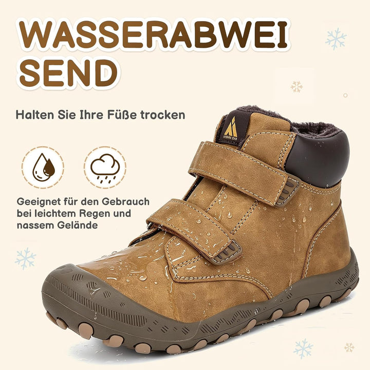 Mishansha Kinder Winterschuhe Gefüttert Winterstiefel für Jungen Mädchen Gr.24-38 27 EU Braun, 27 EU