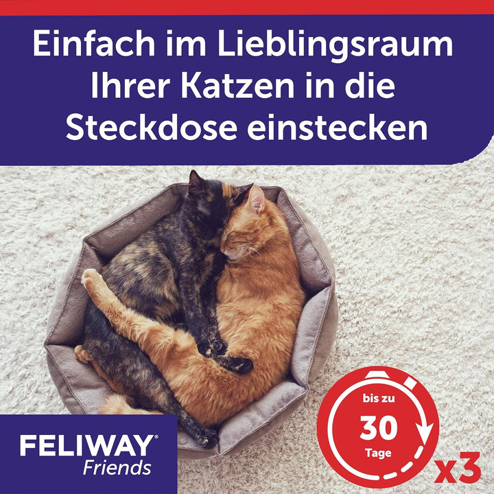 FELIWAY Friends Vorteilspack für Katzen/ 3x Nachfüllflakon | reduziert Konflikte & Spannungen zwisch