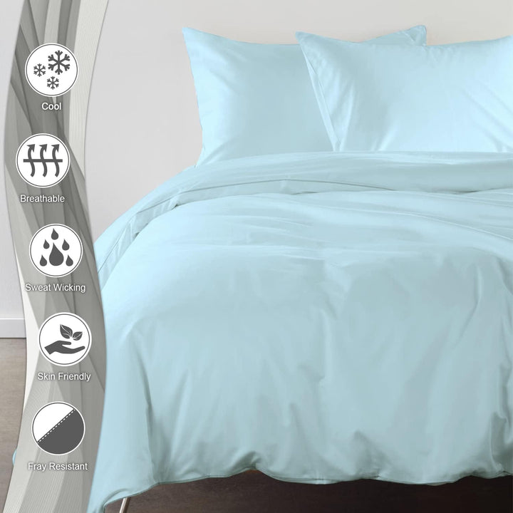 Pizuna 600 Fadenzahl aus Baumwolle Bettwäsche Baby blau, 100% Langstaple Baumwolle Bettbezug und Kis