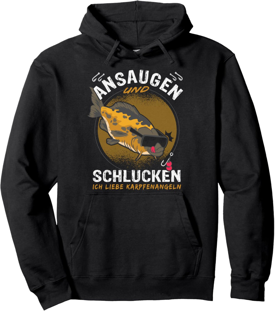 "Ansaugen und Schlucken" Angeln Zubehör Karpfen Angler Pullover Hoodie