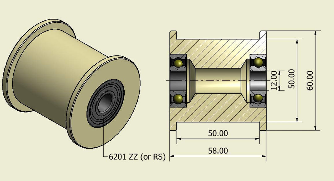 4 Stück Nylon Gurtspanner 60 mm Ø 50 mm Nut 12 mm Lager exakt in der EU gefertigt (60-50-12)