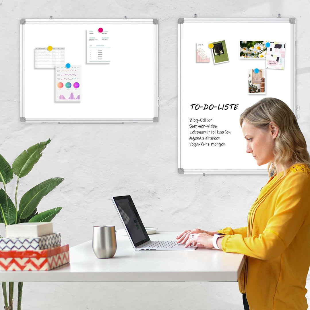 DOLLAR BOSS Magnetisches Whiteboard, 57X90CM Magnettafel Magnetpinnwand mit 2 Whiteboard Stifte, 8 M