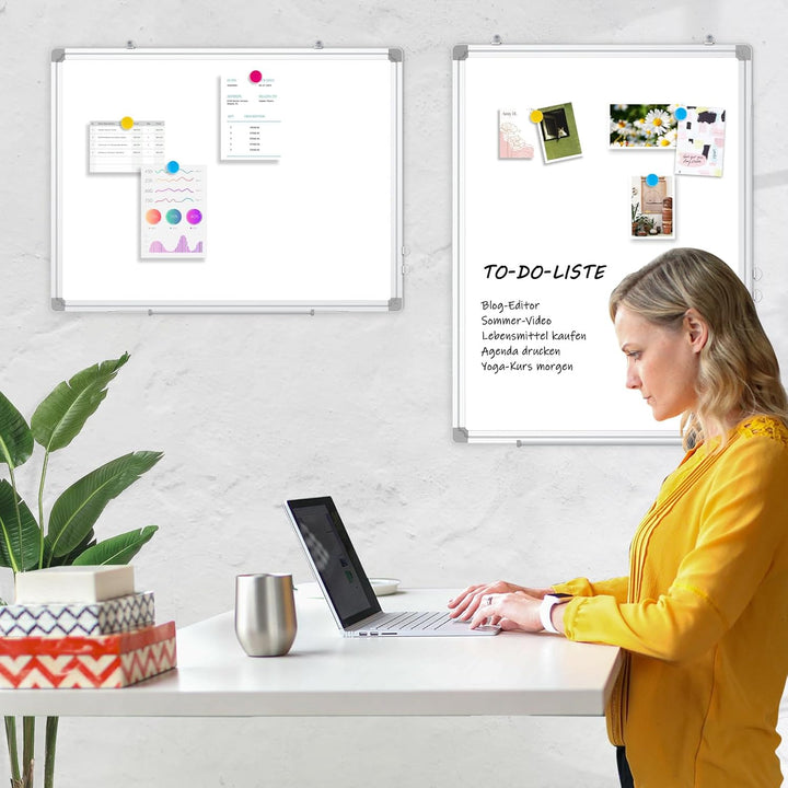 DOLLAR BOSS Magnetisches Whiteboard, 57X90CM Magnettafel Magnetpinnwand mit 2 Whiteboard Stifte, 8 M