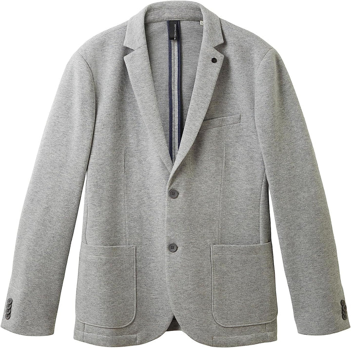 TOM TAILOR Herren Jersey Piqué Sakko mit Stretch 52 12035 - Grey Heather Melange, 52 12035 - Grey He