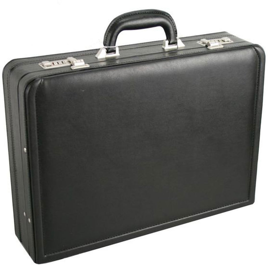 Bowatex Grosser Kunstleder Aktenkoffer 46 cm plus Erweiterbar Schwarz D&N