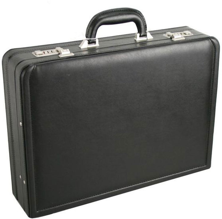 Bowatex Grosser Kunstleder Aktenkoffer 46 cm plus Erweiterbar Schwarz D&N
