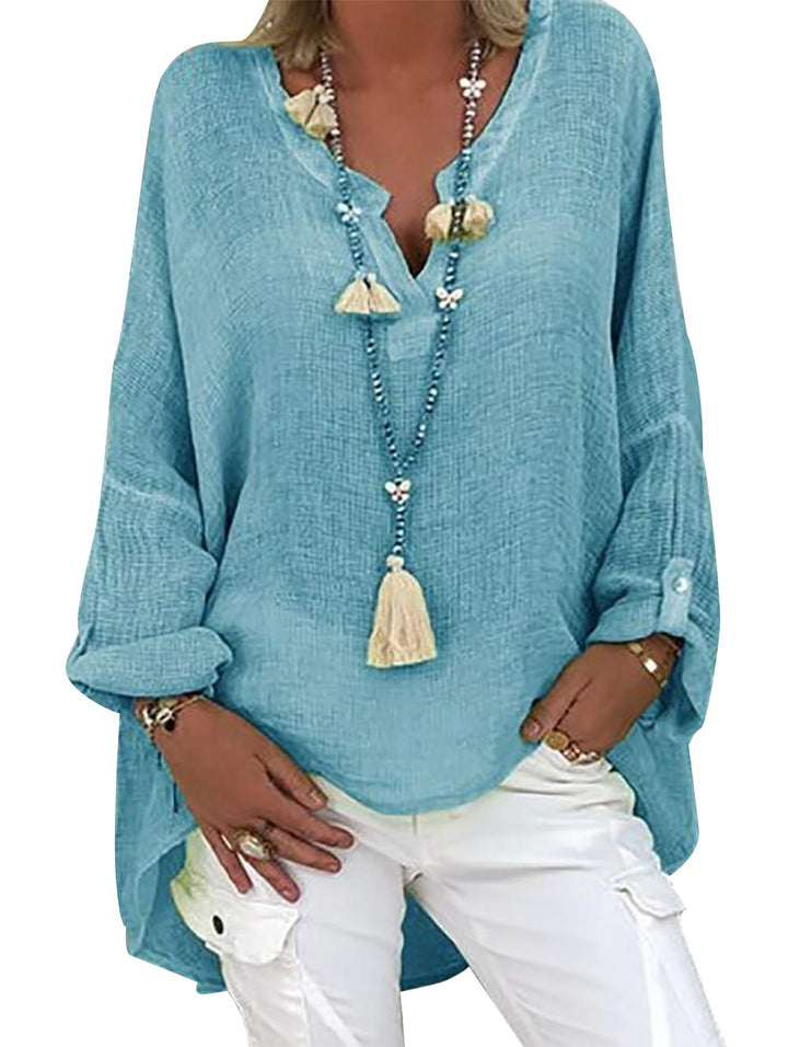Leinenbluse Damen Musselin Bluse Sommer Blusen Tuniken für Damen Longbluse Hemdbluse Oversize Tunika