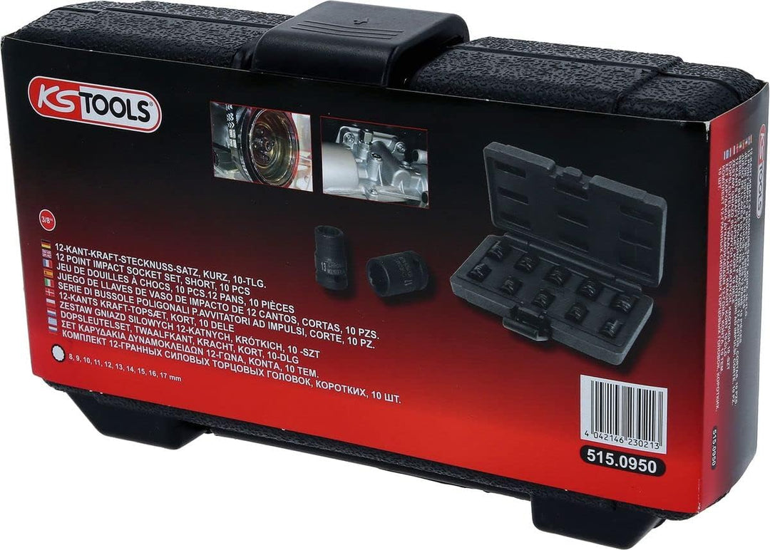 KS Tools 515.0950 3/8" 12-kant-Kraft-Stecknuss-Satz, kurz, 10-tlg.