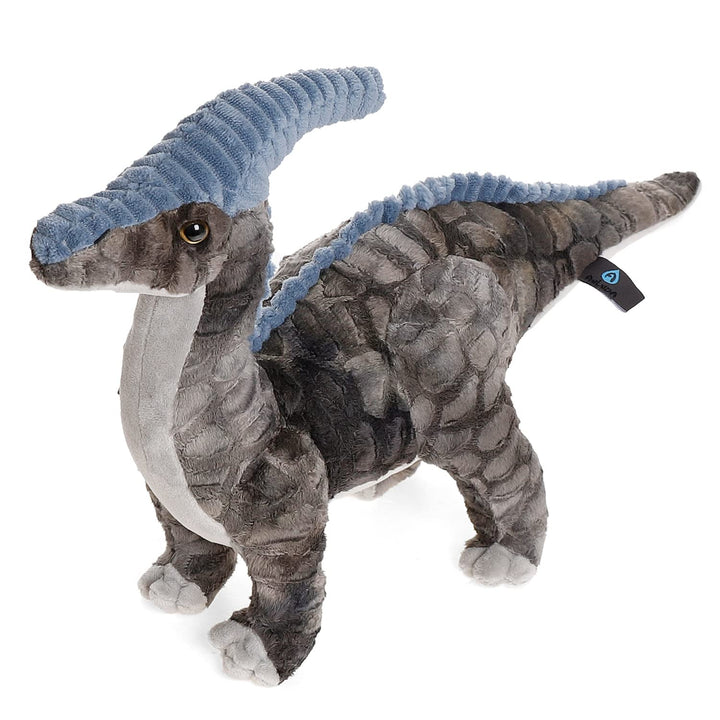 Dinosaurier-Plüschtier, 40,6 cm, Parasaurolophus-Stofftier-Überwurf, Plüschkissen, weich, grau, flau