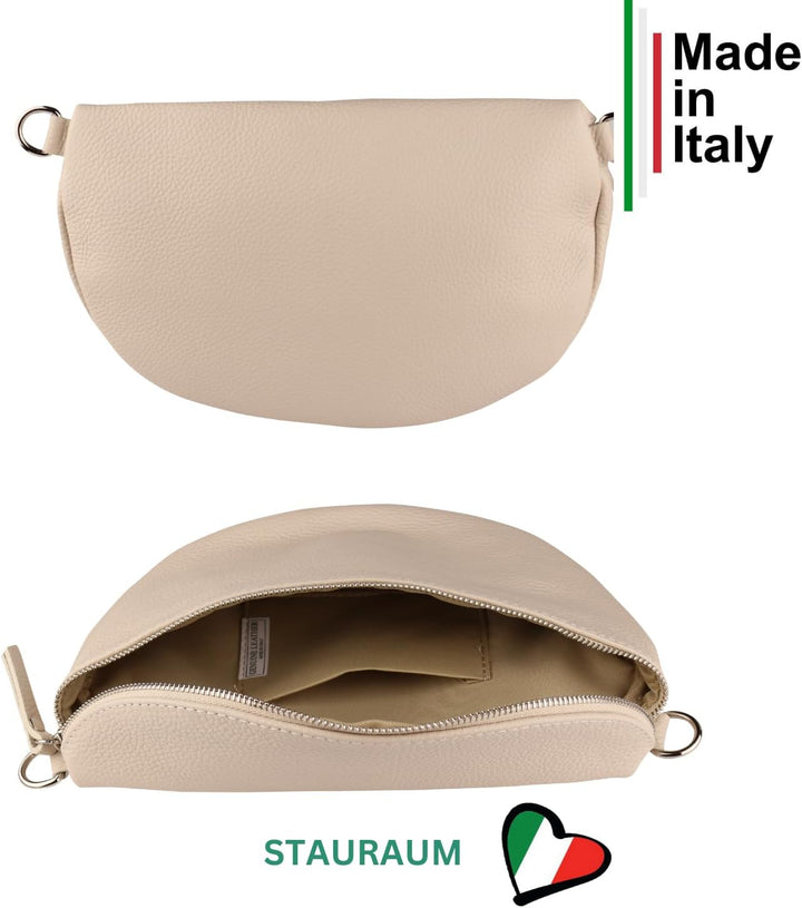 MIRROSI® Bauchtasche Damen, Echtleder, Made in Italy, Umhängetasche, Brusttasche, Crossbody Bag (1 T