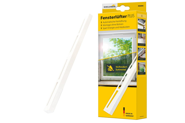 Schellenberg Fensterlüfter PLUS, weiss, bohrfreie Montage, energie- und heizkostensparend, Vorbeugun