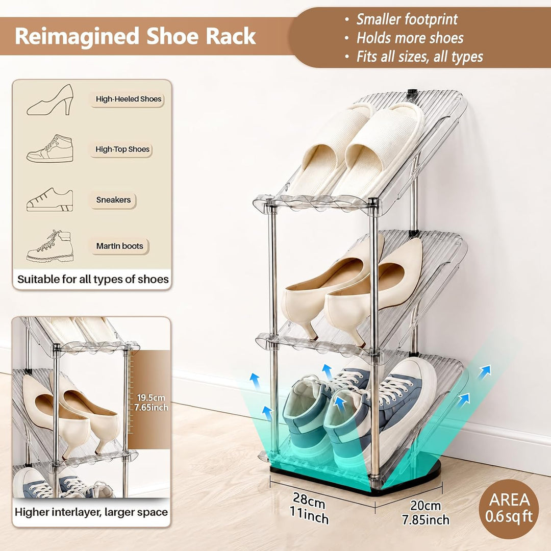 Schuhregal Schmal mit 5 Ebenen, Platzsparend Schräg Schuhablage, Schuhschrank Schuhaufbewahrung Shoe