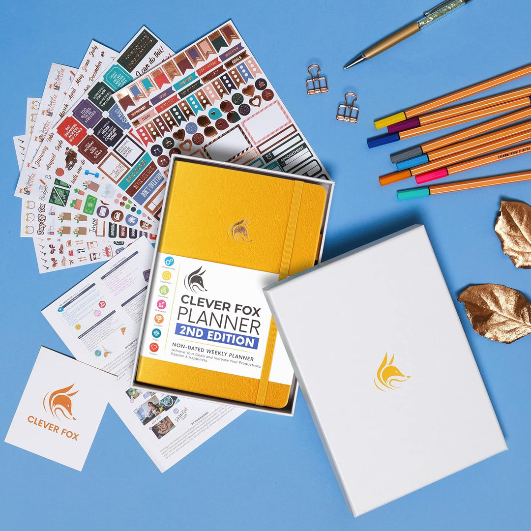 Clever Fox Planner 2. Auflage - Farbenfroher Planer für Wöchentliche und Monatliche Ziele, Zeitmanag