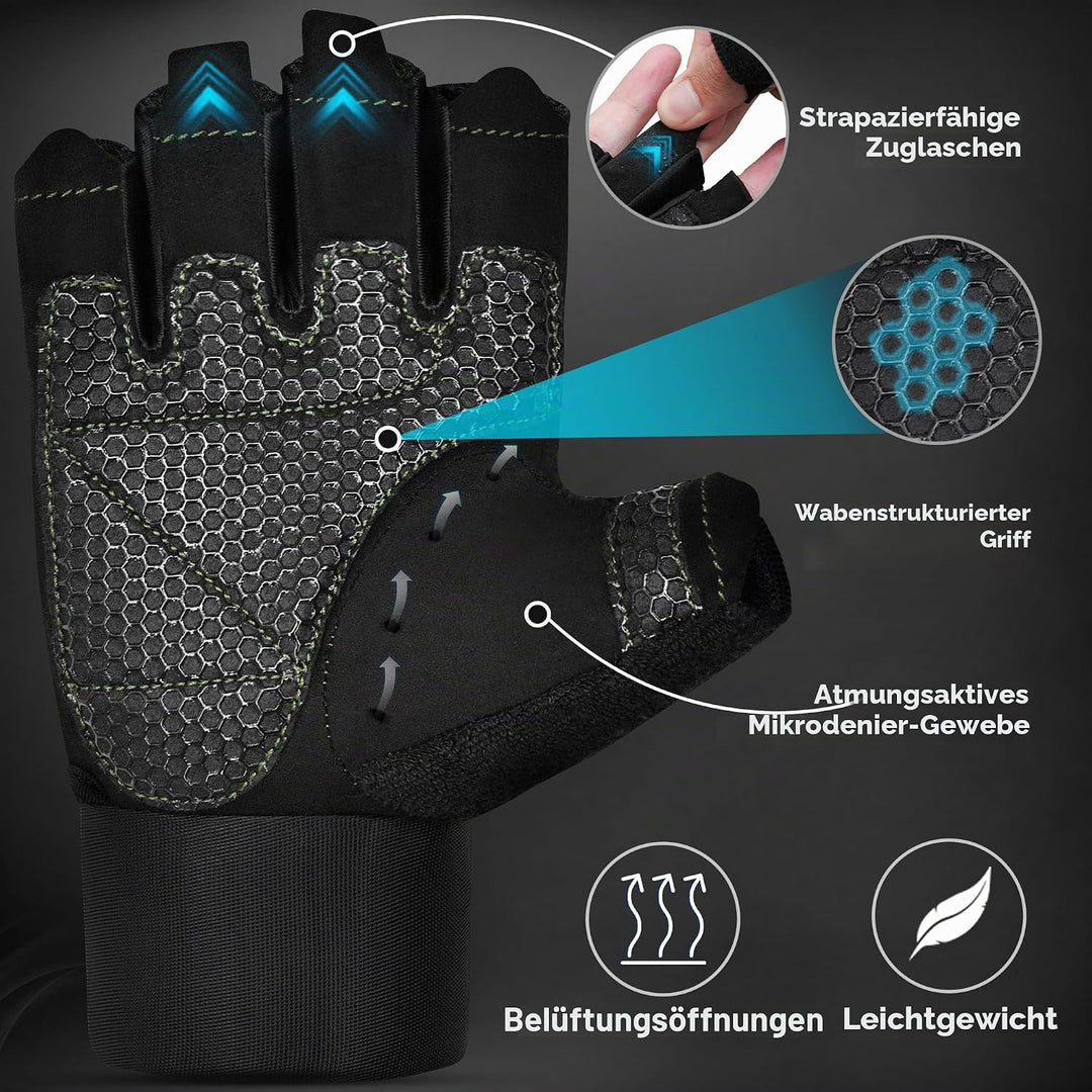 RDX Fitness Handschuhe, Trainingshandschuhe mit 3 Handgelenk-Stabilisierungsplatten, 15 Zoll Langer