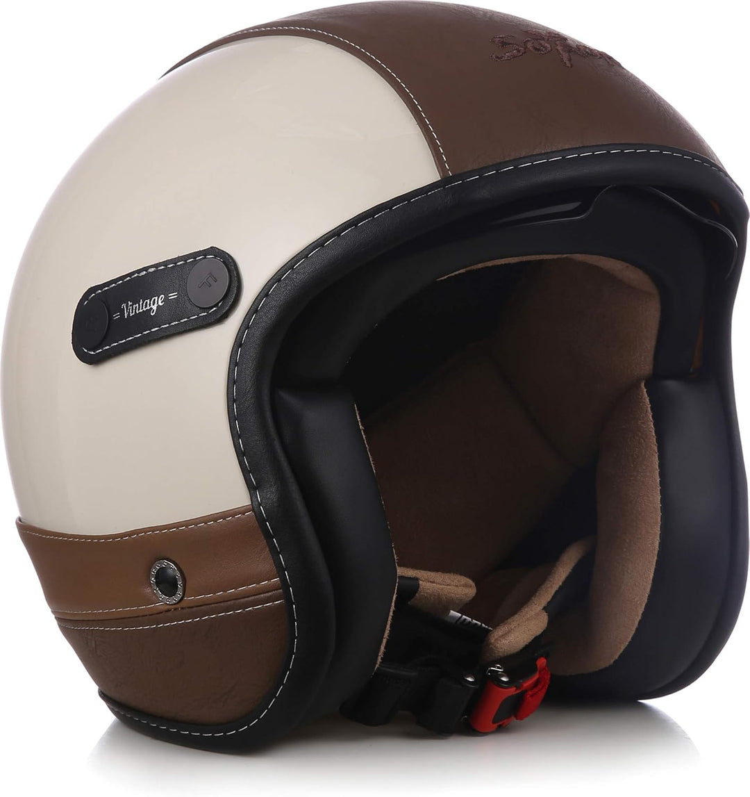 Soxon® SP-888 Pro „Urban Creme“ · Jet-Helm · Motorrad-Helm Roller-Helm Scooter-Helm Moped Mofa-Helm