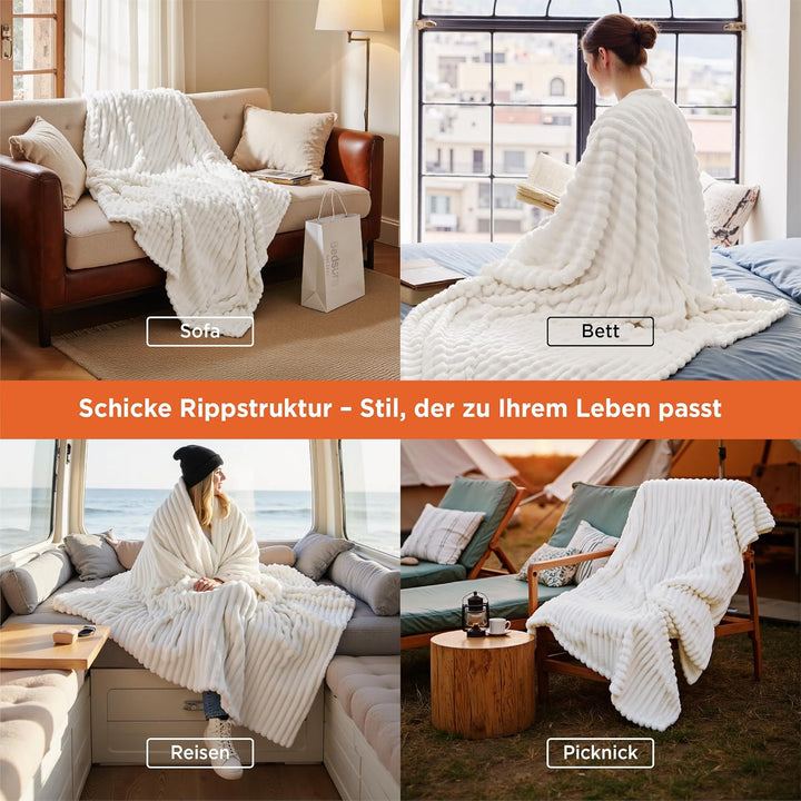 Bedsure Kuscheldecke Flauschig Decke Fleecedecke – Weiche Warme Grobe Korddecke Gemütlicher Überwurf