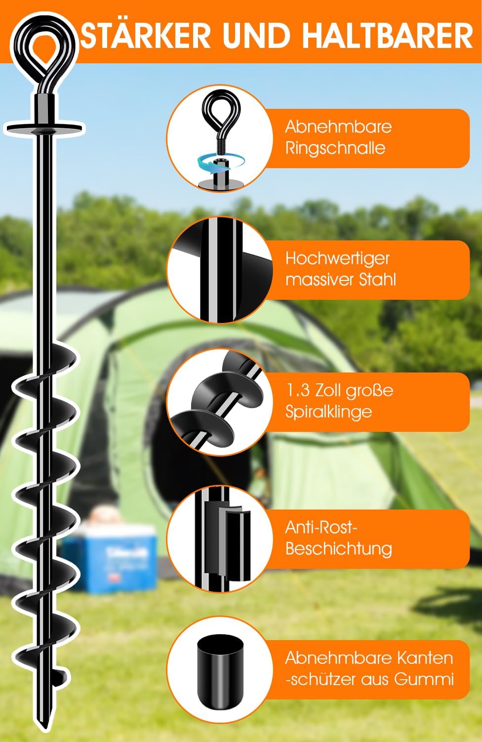 Schwerlast Bodenanker 27inch,Robust voll verschraubter Erdanker zur Befestigung von Trampolinen, Vor