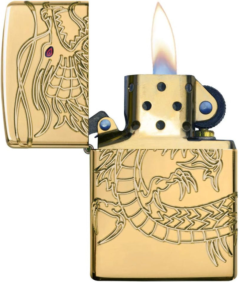 Zippo 60000685 Jim Beam Feuerzeug, Chrom, Armor High polish Gold Plate with Epoxy Inlay (Dragon Mult