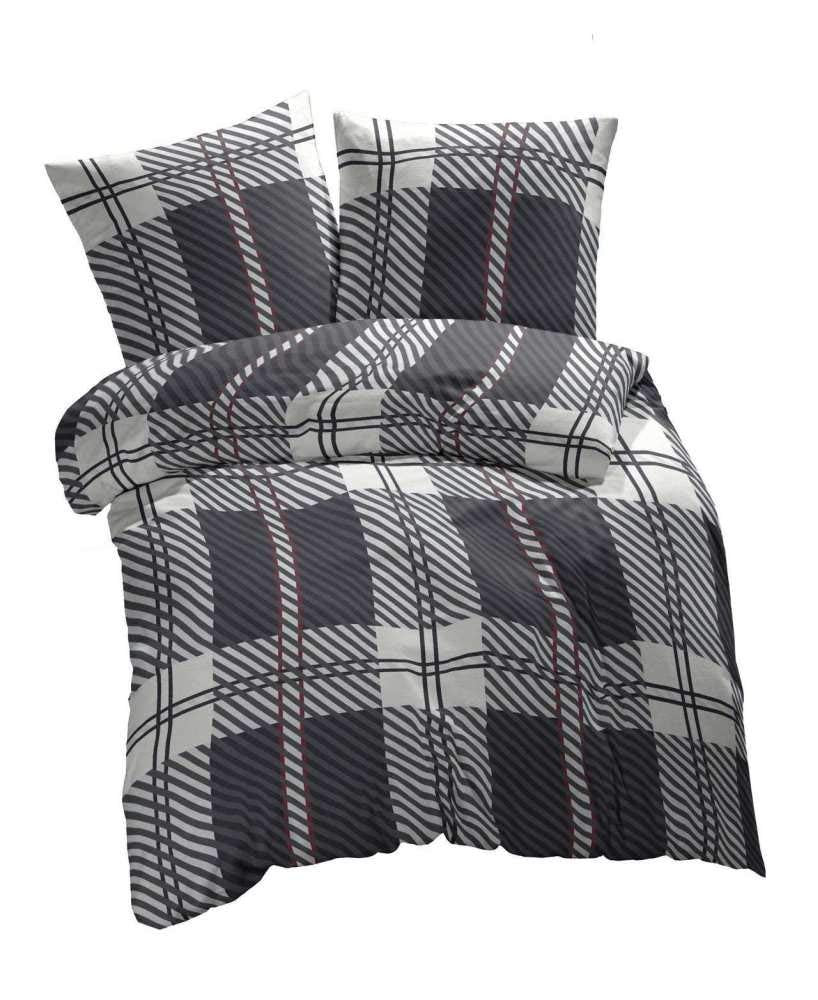 etérea Renforcé Bettwäsche Blockberry Grau 4 TLG. 2X 135x200 cm 2x 135x200 cm + 2x 80x80 cm Set Grau