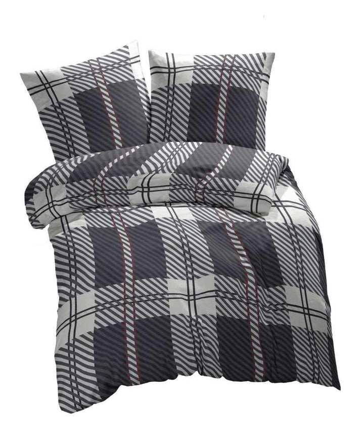 etérea Renforcé Bettwäsche Blockberry Grau 4 TLG. 2X 135x200 cm 2x 135x200 cm + 2x 80x80 cm Set Grau