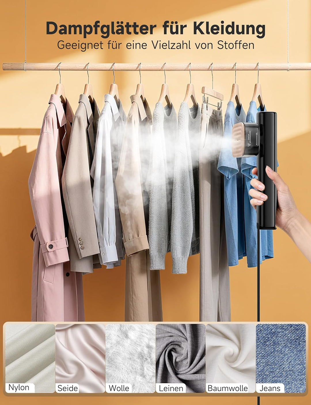 Sundu Dampfglätter, 1200W Steamer, Reisedampfglätter mit LED-Anzeige, Touch-Bedienung, Tragbarem Min