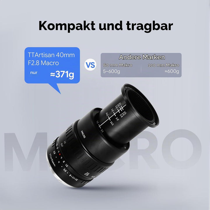 TTArtisan 40mm F2.8 APS-C Macro Lens for Insects Jewelry Portrait Still-Life Compatible with M43-Mou