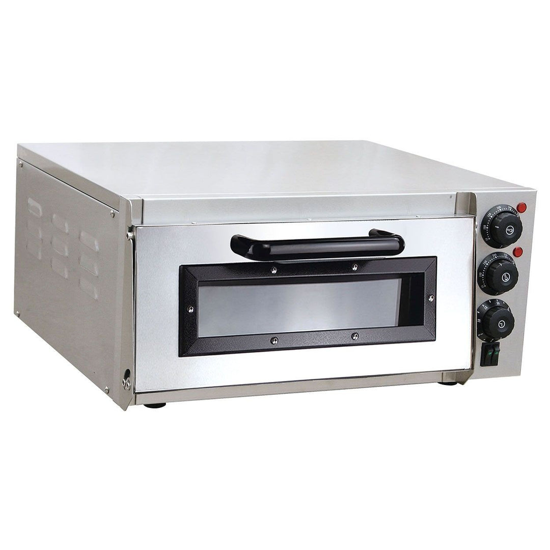 Pizzaofen elektrisch aus Edelstahl mit Pizzastein 1 Kammer 2000 Watt Steinbackofen mit