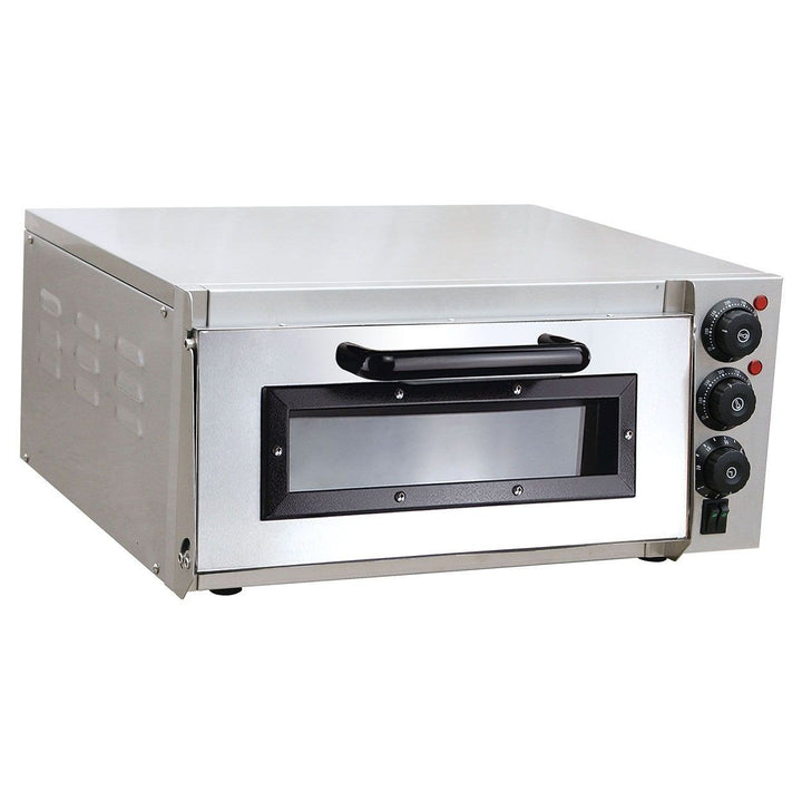Pizzaofen elektrisch aus Edelstahl mit Pizzastein 1 Kammer 2000 Watt Steinbackofen mit