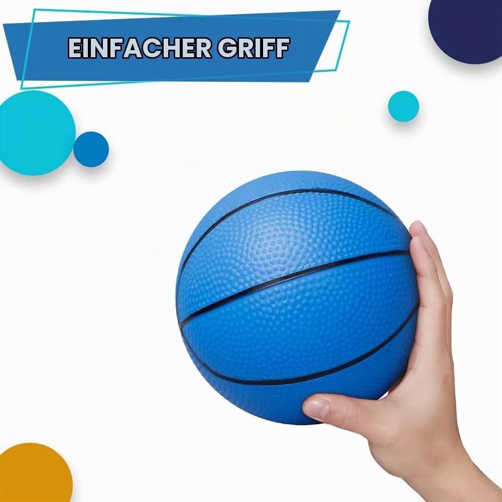 Dilabnda 16CM bunter Kinder Mini Spielzeug Basketball, Gummi Basketbälle für Teenager mit Pumpe, tol
