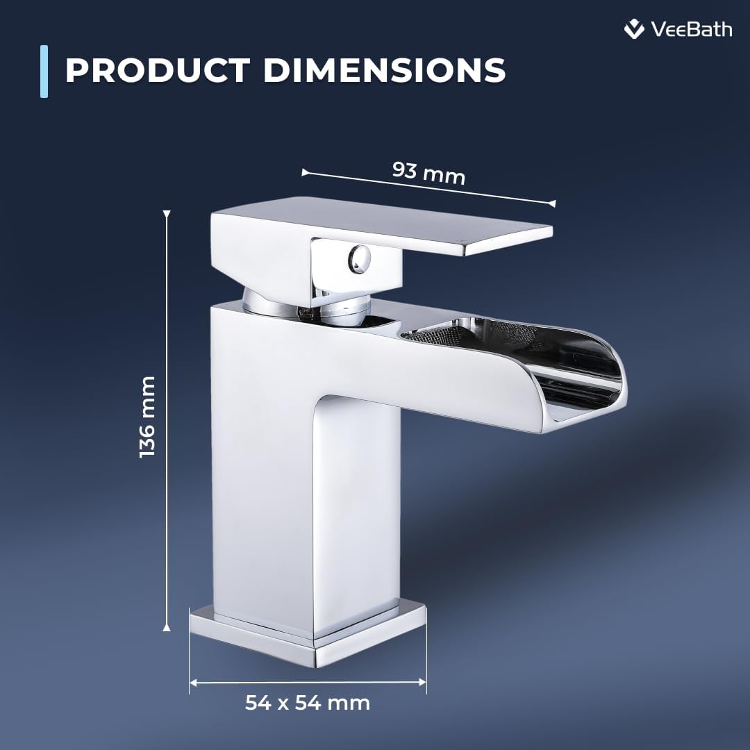 veebath Kinross chrom Wasserfall Mischbatterie, moderne Luxus Badezimmer Hebel Wasserhahn mit Pop Up