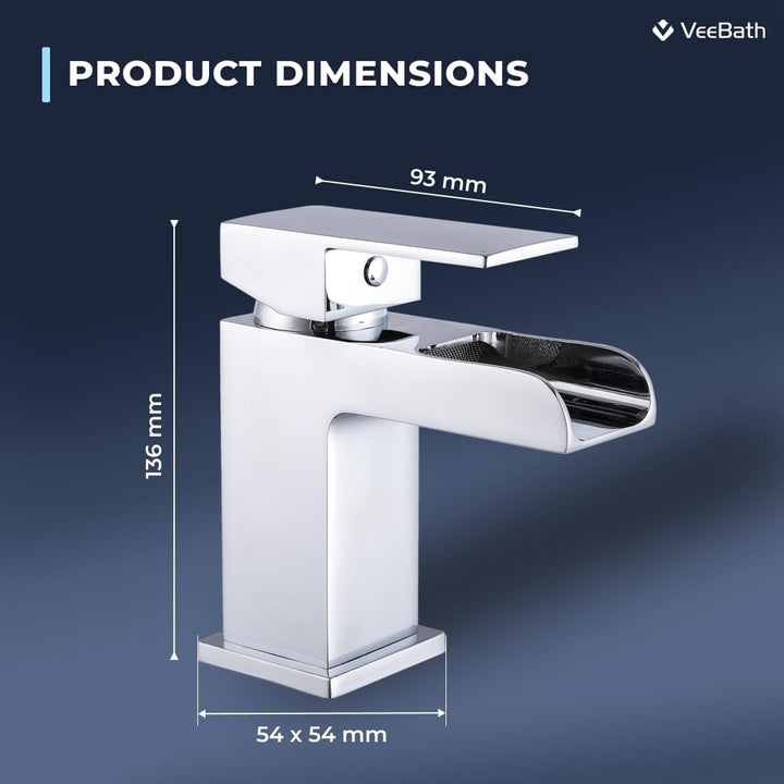 veebath Kinross chrom Wasserfall Mischbatterie, moderne Luxus Badezimmer Hebel Wasserhahn mit Pop Up