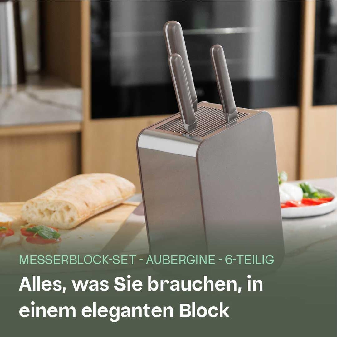 BergHOFF Home Messerblock mit Messer - 6-teilig Messerset mit Block - Küchenmesserset - Küchenmesser