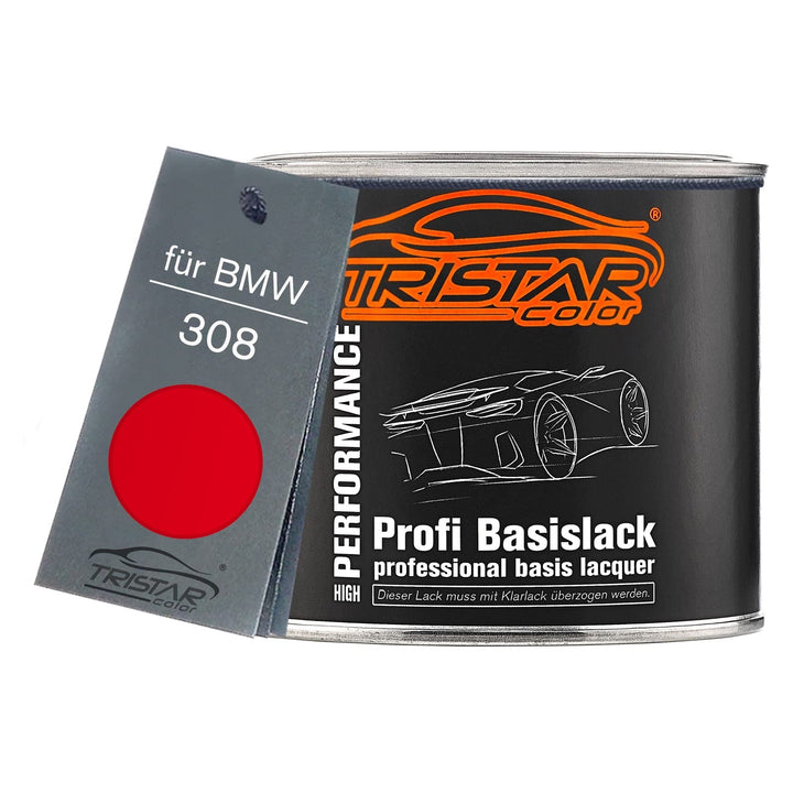 TRISTARcolor Autolack Dose spritzfertig für BMW 308 Brilliantrot Basislack 0,5L