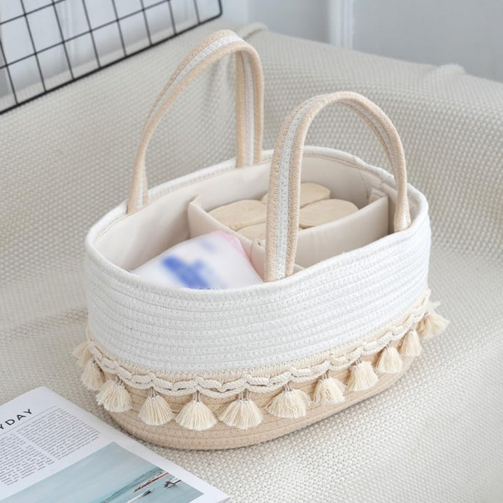 Aufbewahrungskorb Baumwollseil Gewebte Wickeltasche Wickel-Organizer | Baby-Wickeltasche Windelkorb