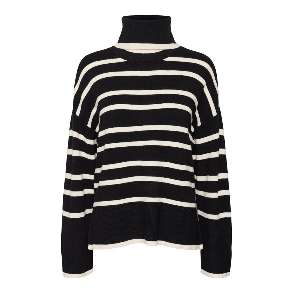 VERO MODA Female Strickpullover VMSABA Pullover XXL Black/Stripes:birch, XXL Black/Stripes:birch