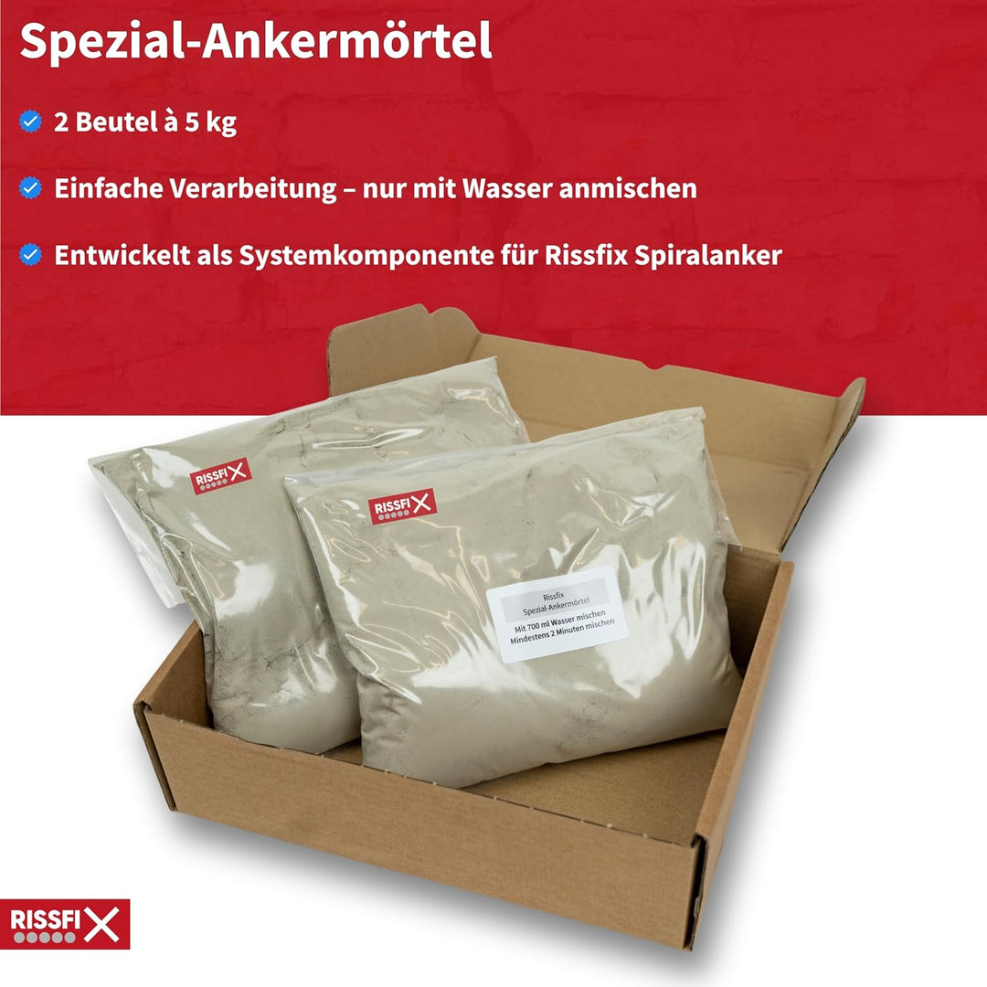 Spezial-Ankermörtel für Spiralanker-System zur Wandrissreparatur – schrumpffrei, hochfest, 2×5 kg